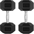 Rubber Hex Dumbbell 5-60 Lbs with Metal Handle A230969