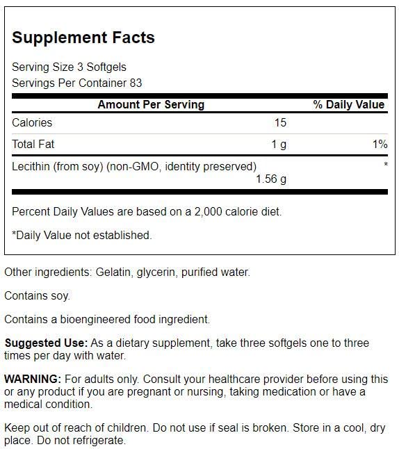 Non-Gmo Lecithin 520 Milligrams 250 Sgels U60282