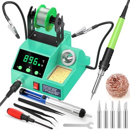 100W Digital Display Soldering Iron Station Kit with 2 Helping Hands L914