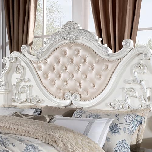 King-Size Wood 5-Piece Bedroom Set with Button-Tufted Headboard P72592