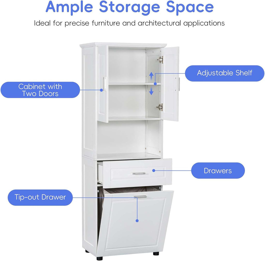 70" Tall Tilt Out Laundry Hamper Cabinet with 2 Doors and Adjustable Shelf R78664