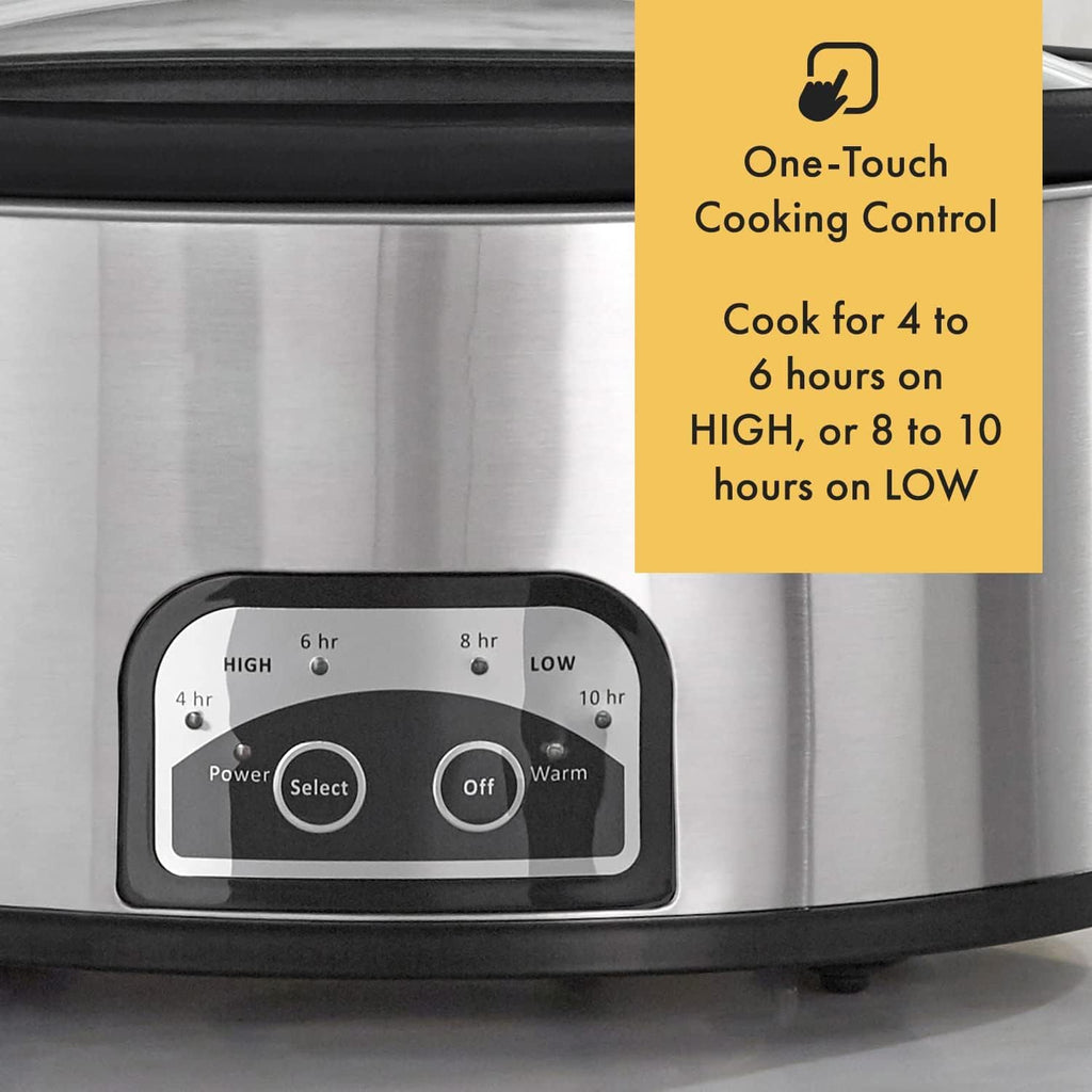 6 Quart Electric Slow Cooker Stainless Steel Y6886