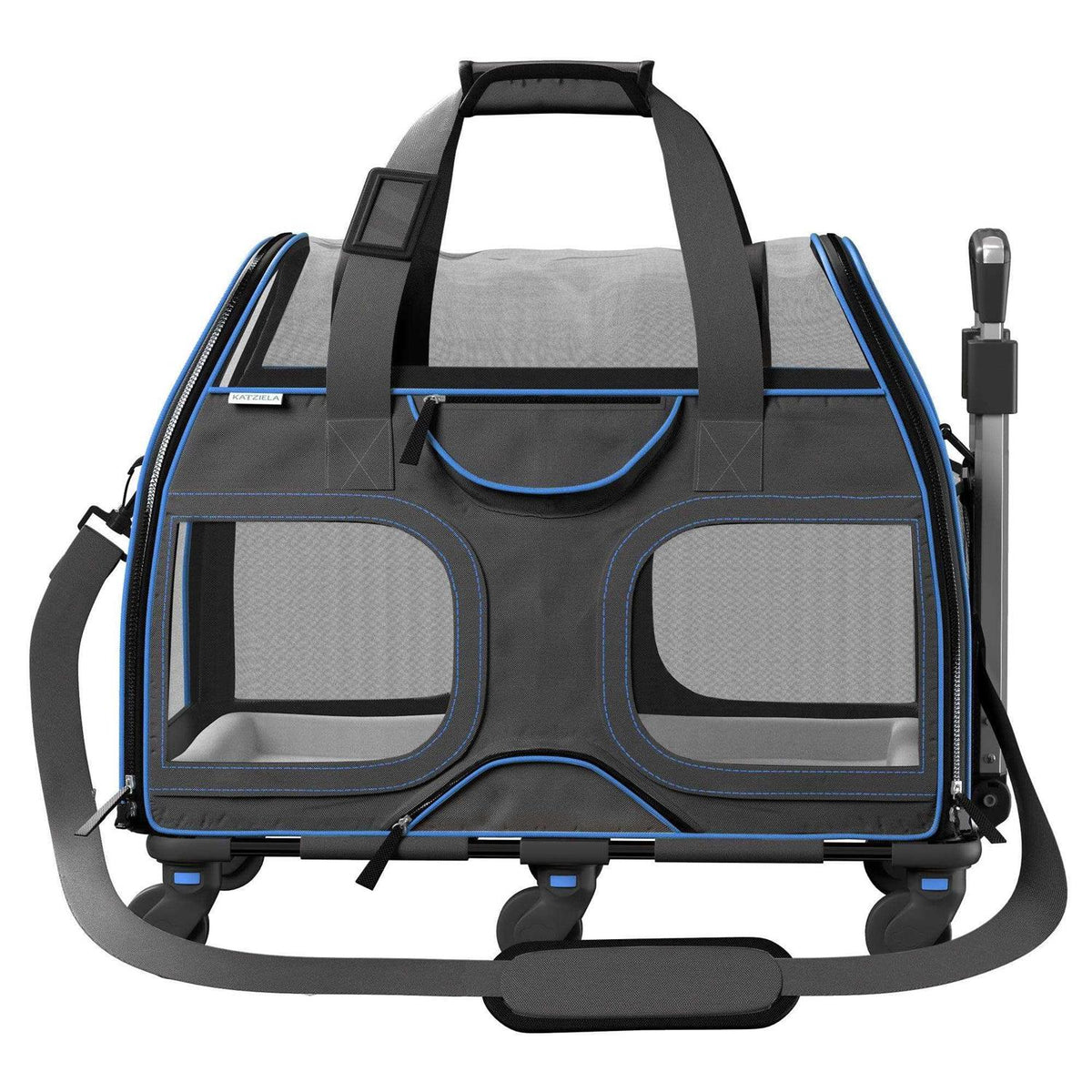 Pet Carrier with Removable Wheels and Double Telescopic Handle E64916