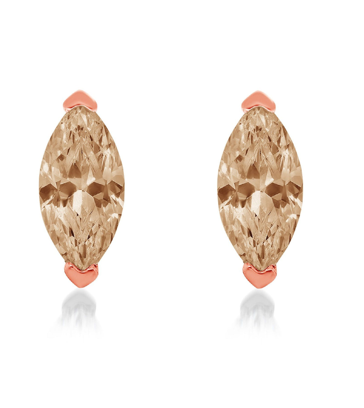 1.0 ct Marquise Cut Solitaire Studs VVS1 Brown Champagne Simulated Diamond Solid 18K Rose Gold Earrings G860908