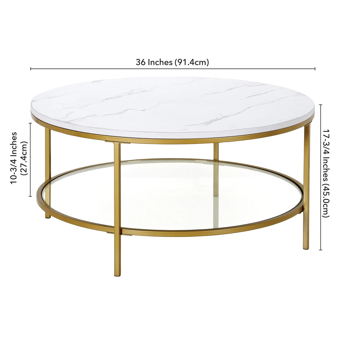 36" Wide Round Coffee Table with Faux Marble Top S820