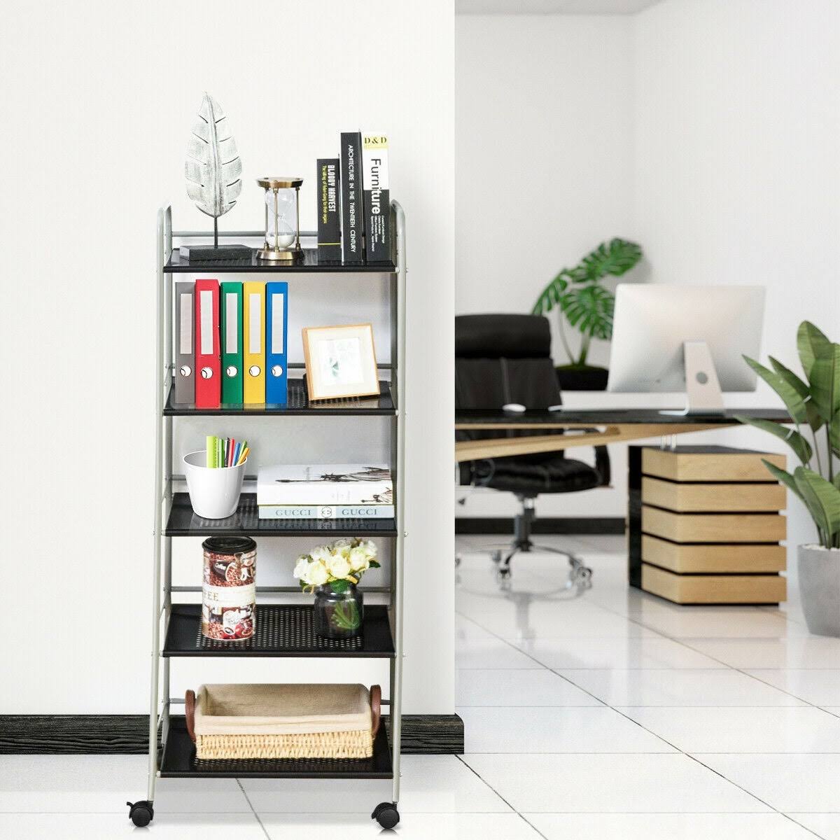 Black 5 Tiers Mesh Utility Cart W778024