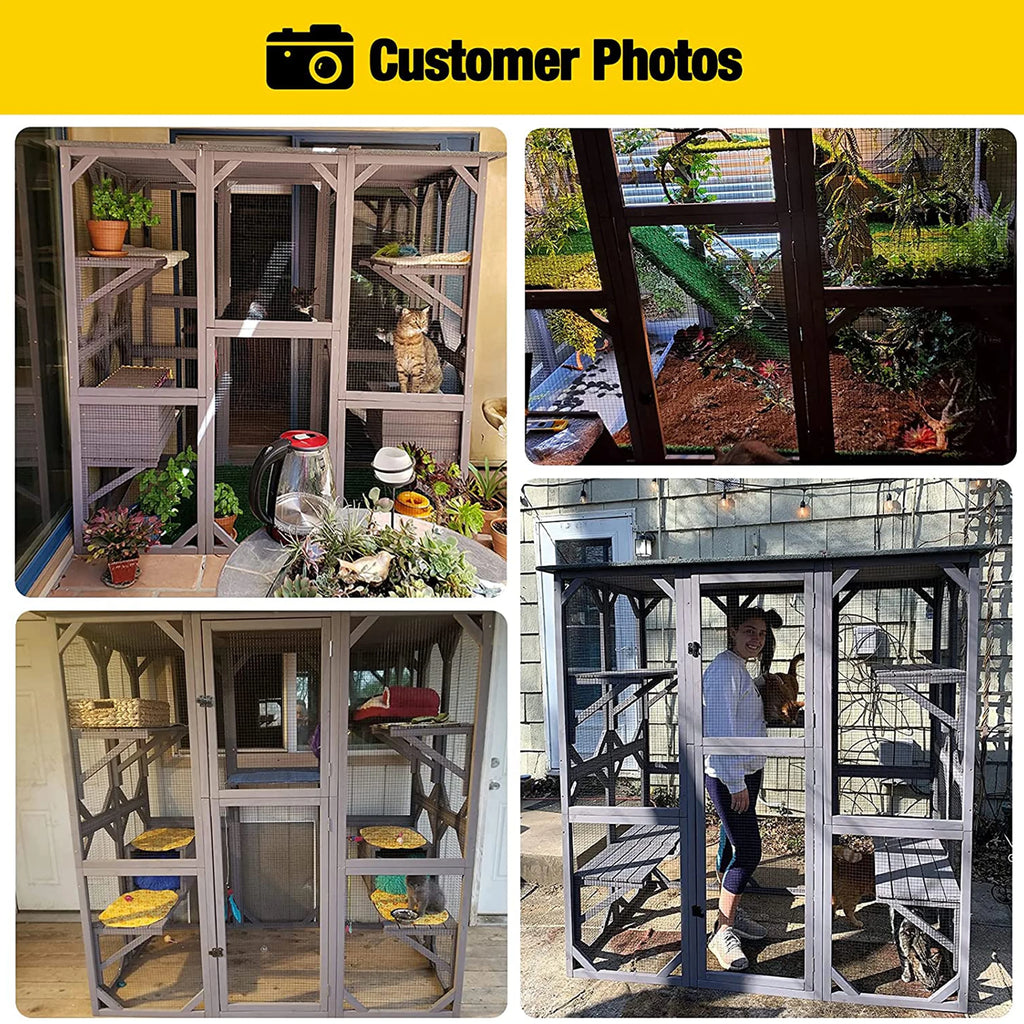 Cat Enclosure, 5-Platform Wooden Cat House with Asphalt Roof, 71 in H93198