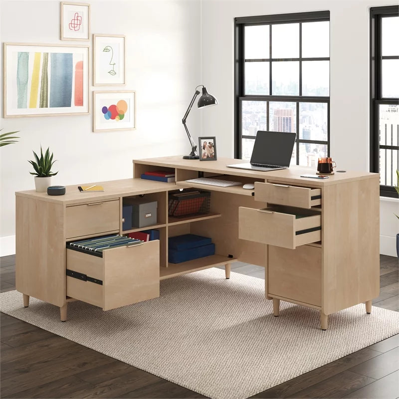 L-Shaped Engineered Wood Desk F713