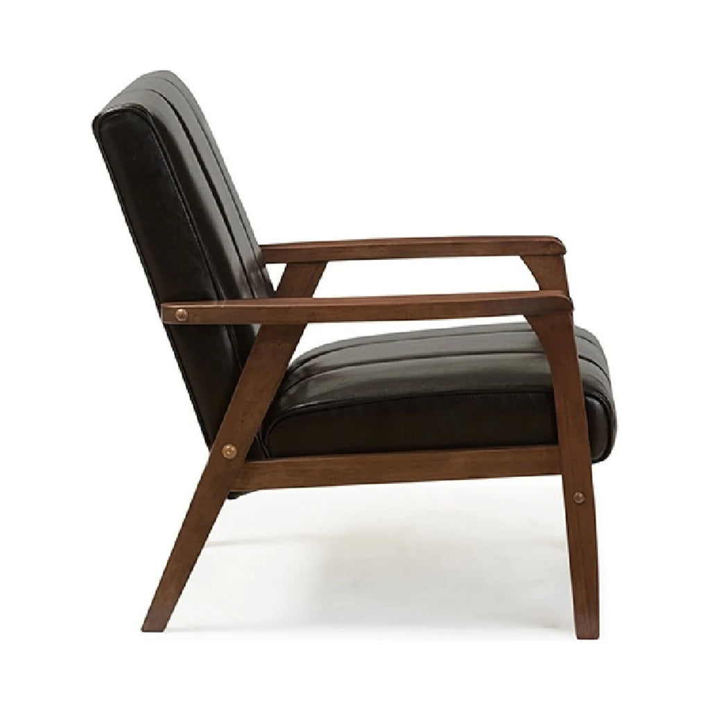 Black Faux Leather Wooden Lounge Chair W977428