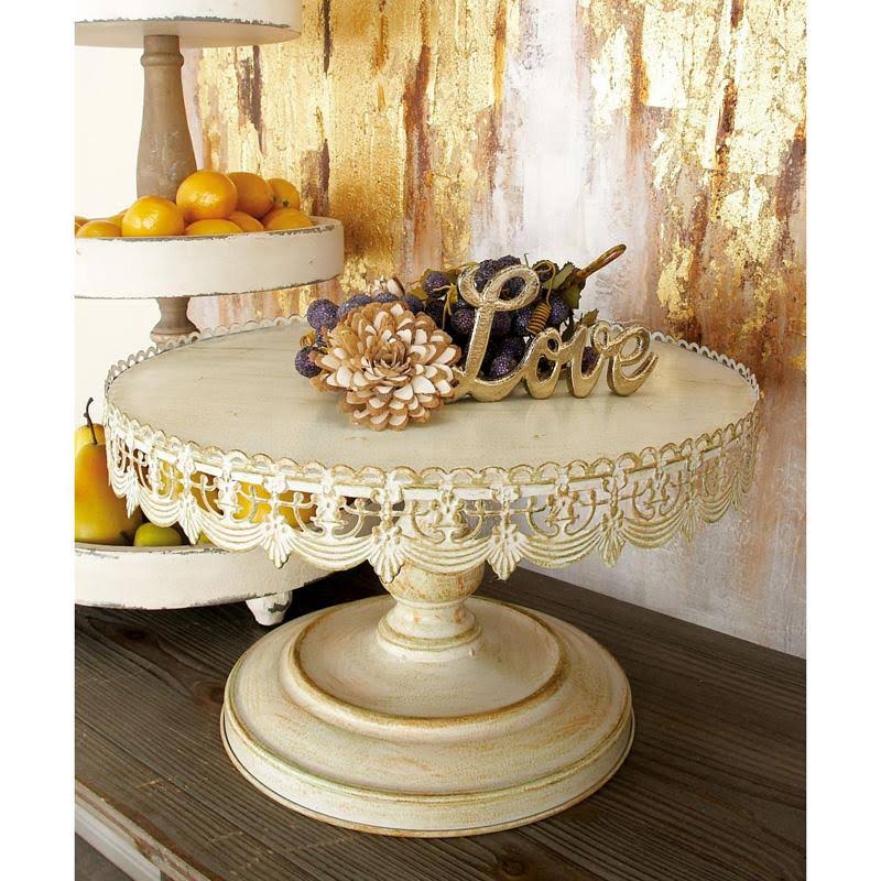 Brown White Metal Cake Stand C194472