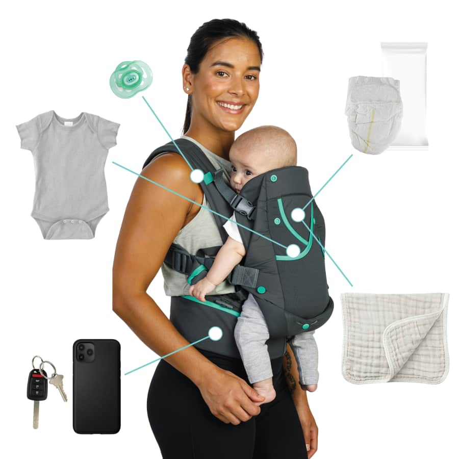 Gray Multi-Pocket Baby Carrier A544