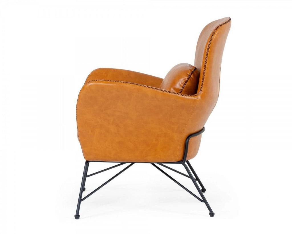 Brown Faux Leather Accent Chair F802853