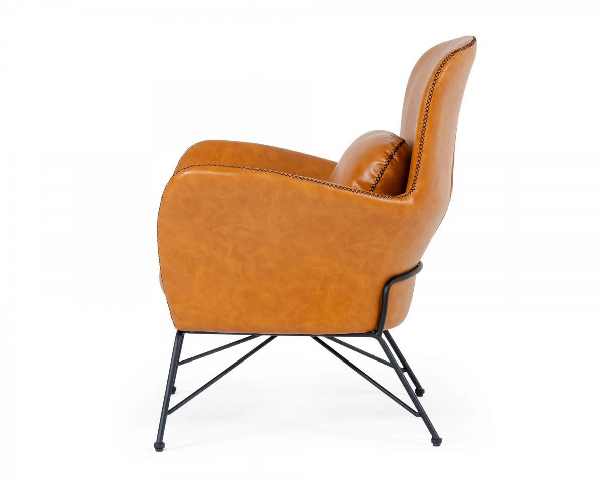 Brown Faux Leather Accent Chair F802853