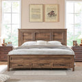 Antique Brown King Size Wood Platform Bed Frame with Headboard and Storage Drawers G326060