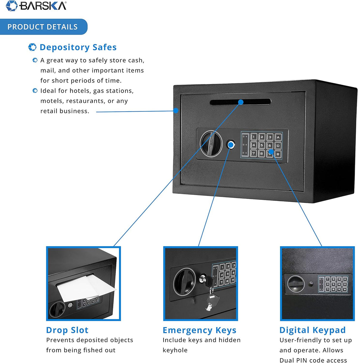 Compact 0.57 Cubic Ft Digital Keypad Security Depository Drop Safe Z492397