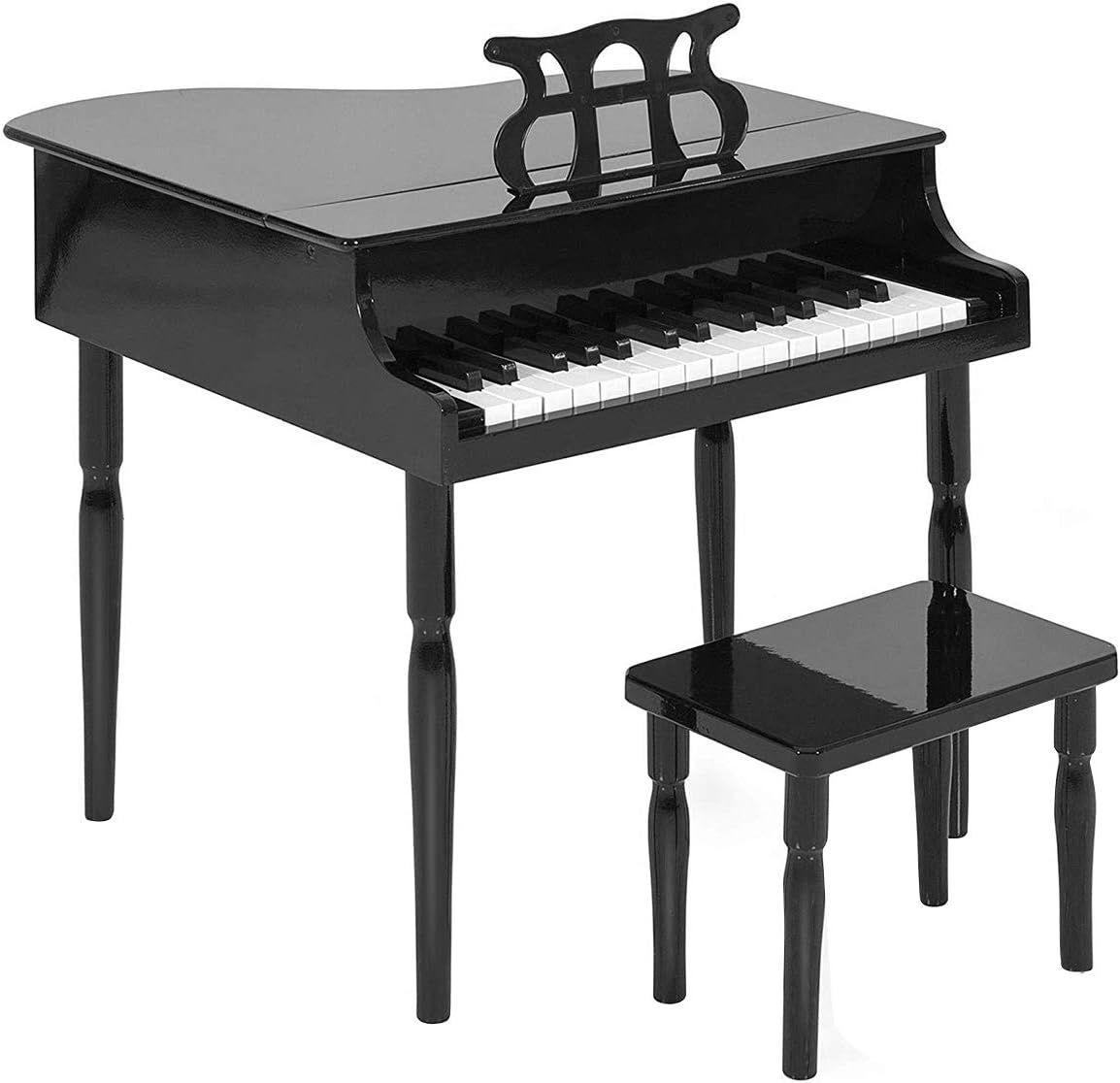 30 Keys Wood Toy Grand Piano with Music Stand and Bench Q2252