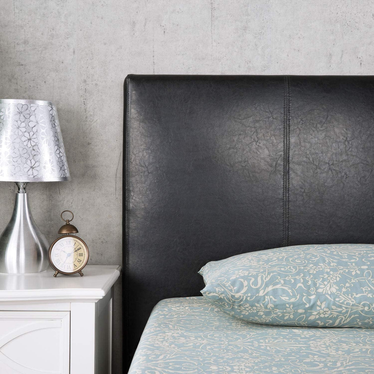 Faux Leather Upholstered Platform Bed Frame California King T159