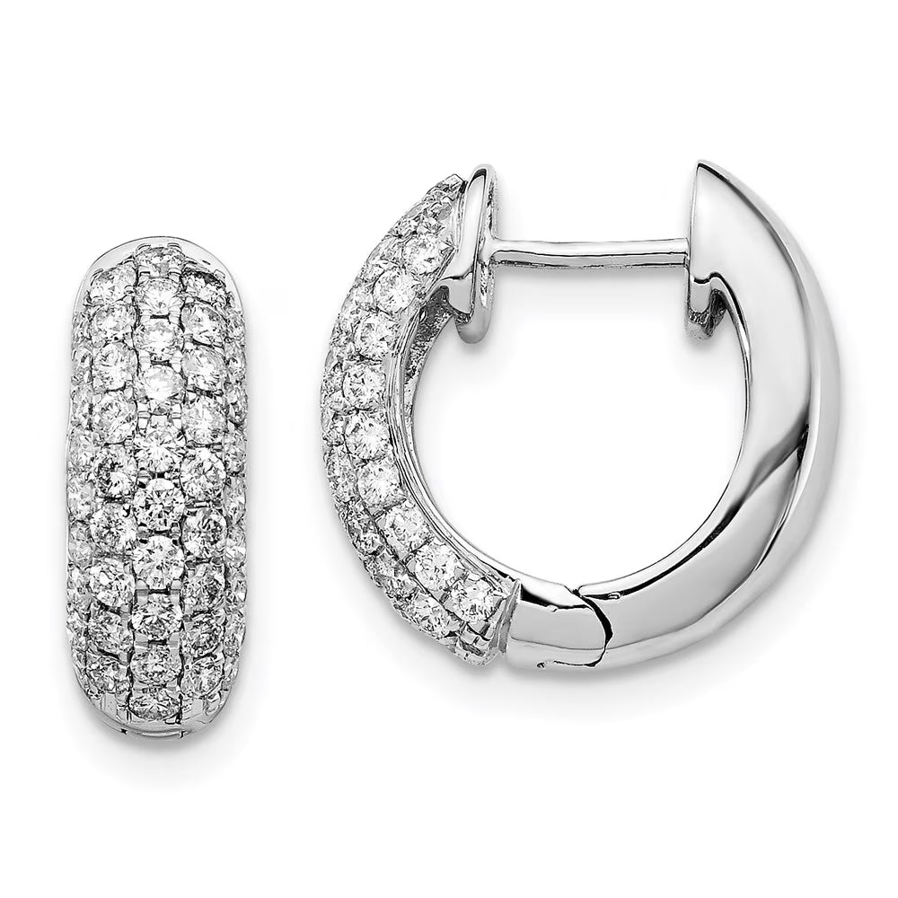 14kt White Gold Diamond Hinged Hoop Earrings Y2959