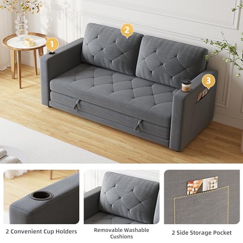 Beige 3-in-1 Full Size Pull Out Sleeper Sofa M4930