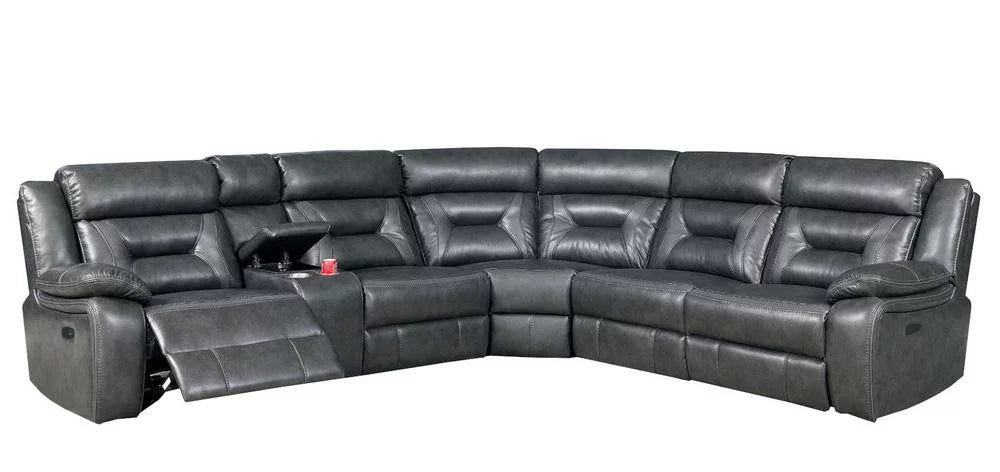 Gray Breathable Leatherette Recliner Sectional M5887