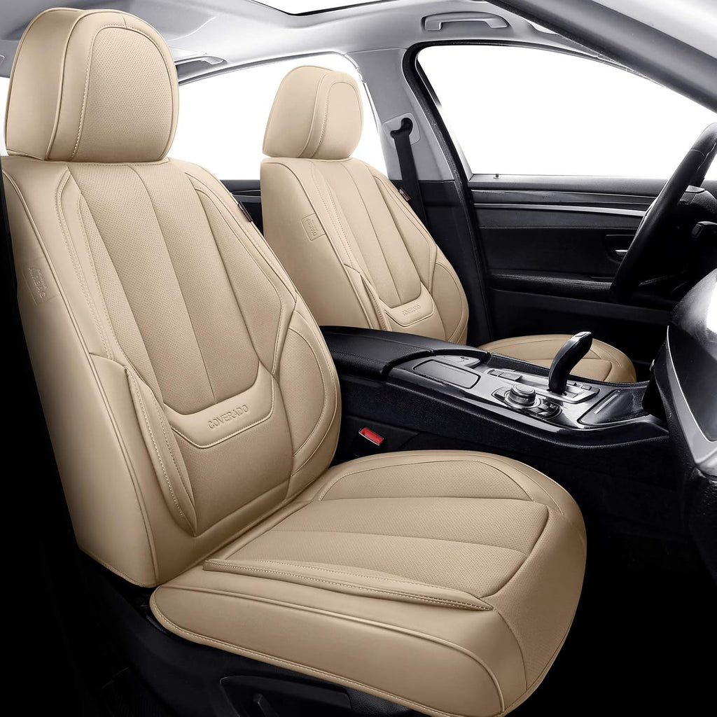 Black Waterproof Nappa Leather Car Seat Covers Full Set W419