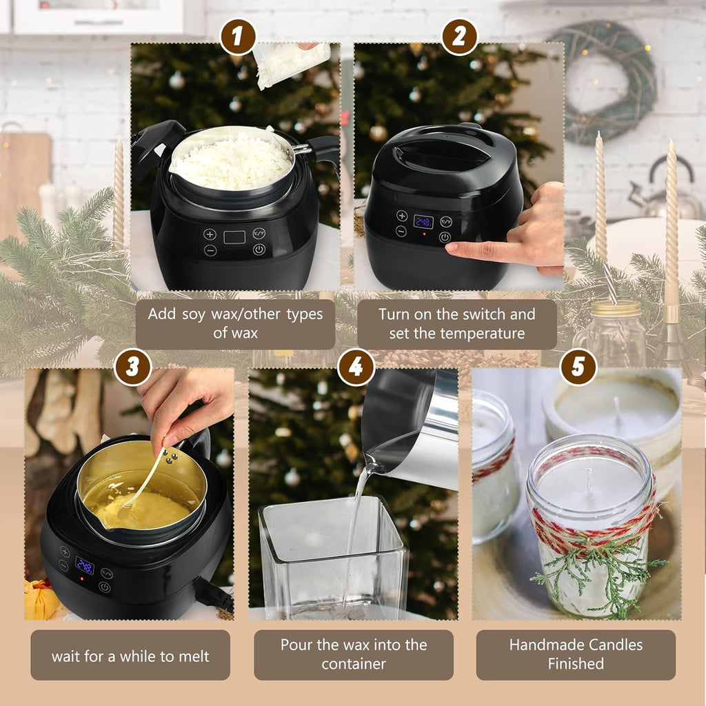 1L 200W Aluminum Wax Melting Pot with Touch Screen Digital Temperature Display Z96528