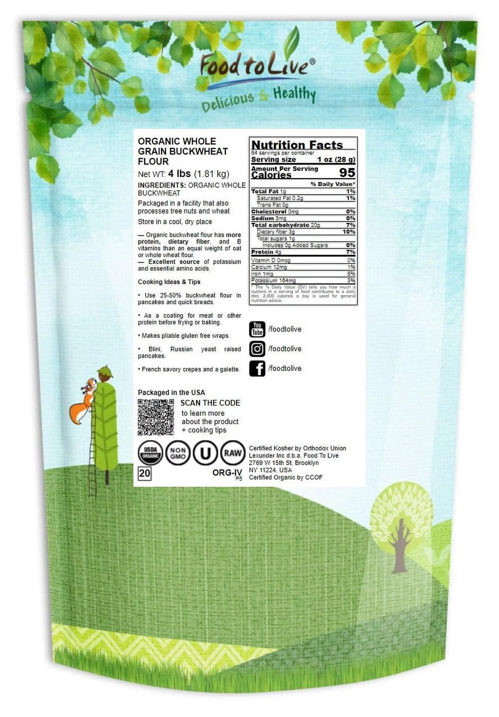 Organic Whole Grain Buckwheat Flour, 4 Pounds U8664