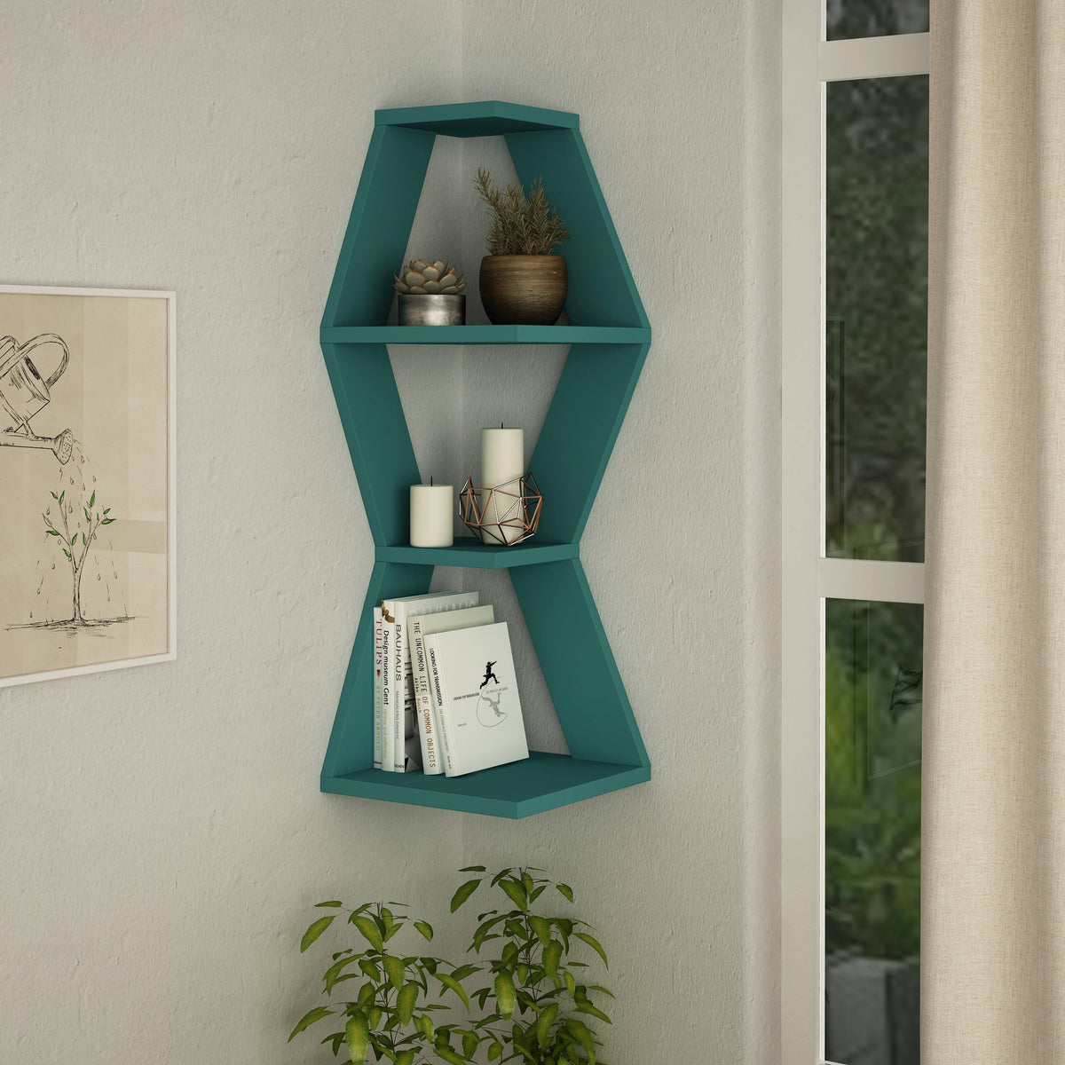 Modern Corner Wall Shelf Light Mocha D82917
