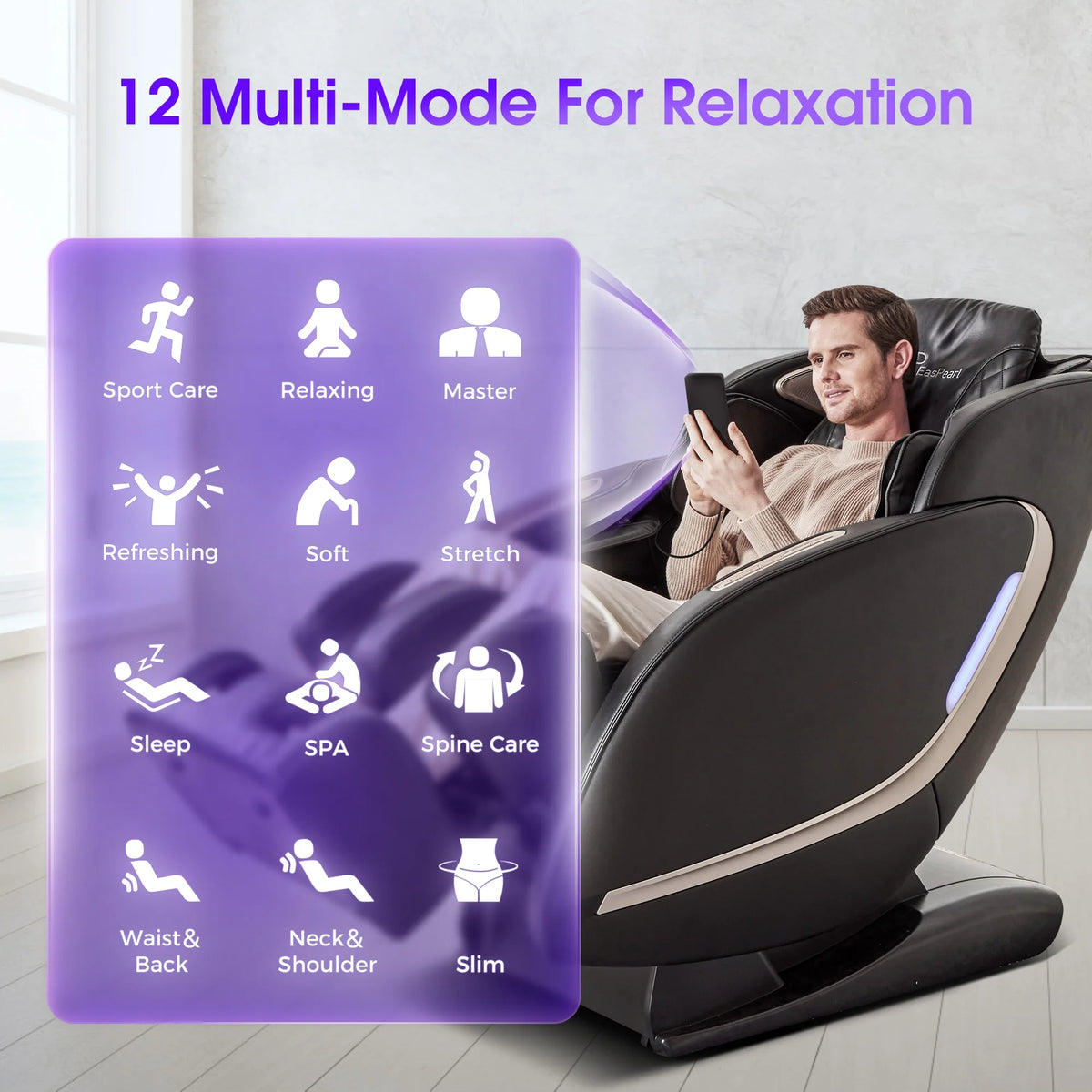 4D Full Body Massage Chair Zero Gravity Shiatsu Recliner with Heat Black H211