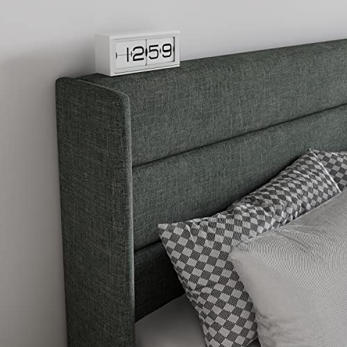 Queen Size White Velvet Upholstered Platform Bed with Storage W60169
