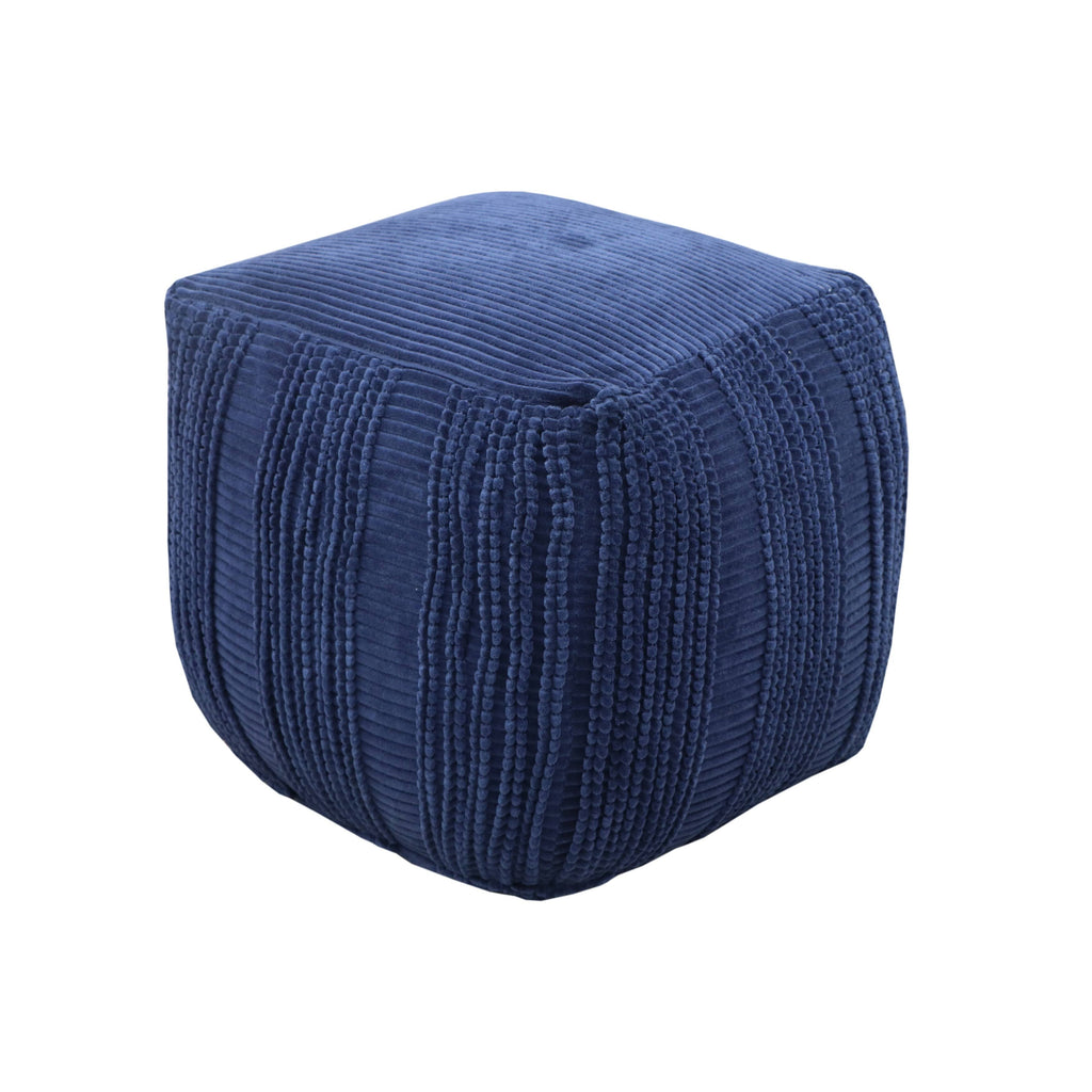 Cotton Upholstered Striped Ottoman B516