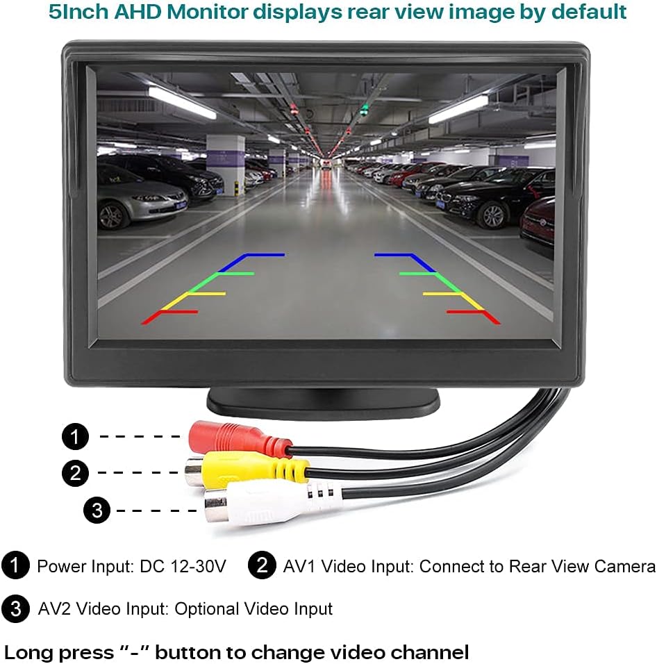 Trunk Handle Backup Camera with Moving Guide Line and 5 AHD TFT LCD Screen Monitor Pack of 2 C91111