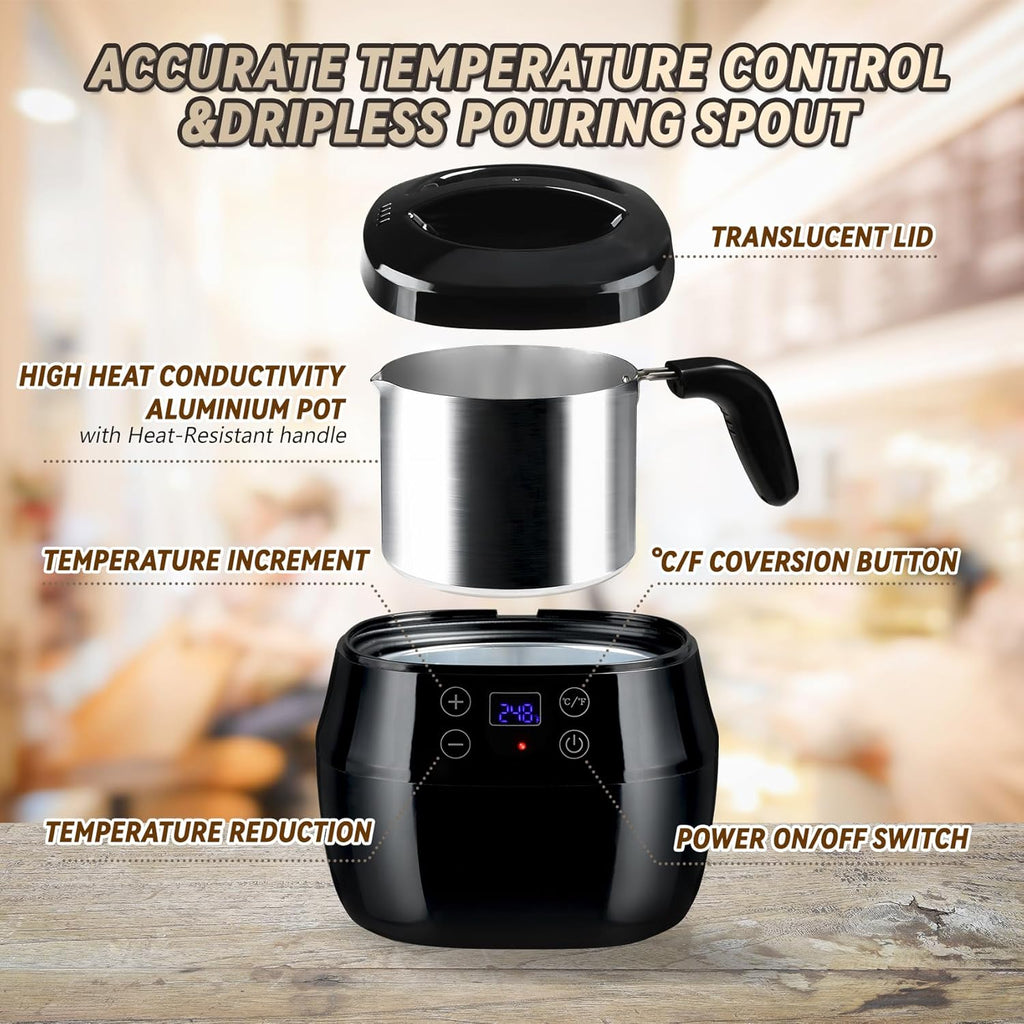 1L 200W Aluminum Wax Melting Pot with Touch Screen Digital Temperature Display Z96528