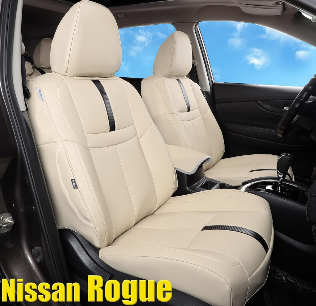 Custom Car Seat Covers Waterproof Faux Leather Beige O608