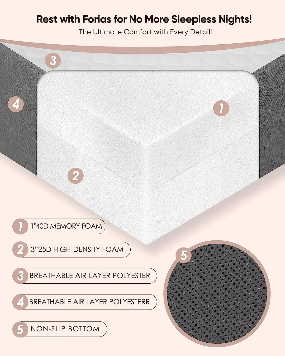 Twin Size 4 inch Foldable Memory Foam Mattress with Washable Cover P894995