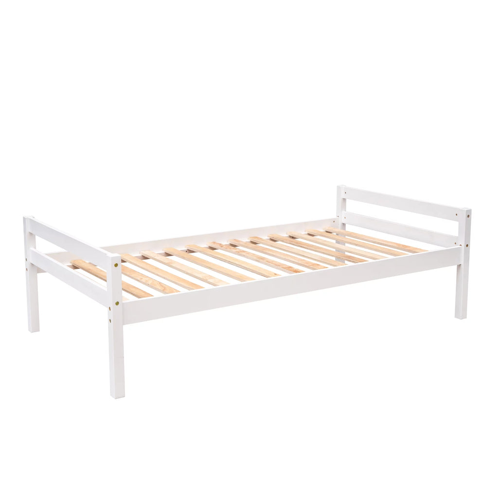Wood Twin Bunk Loft Bed with Desk, Drawers and Shelf, White P382033