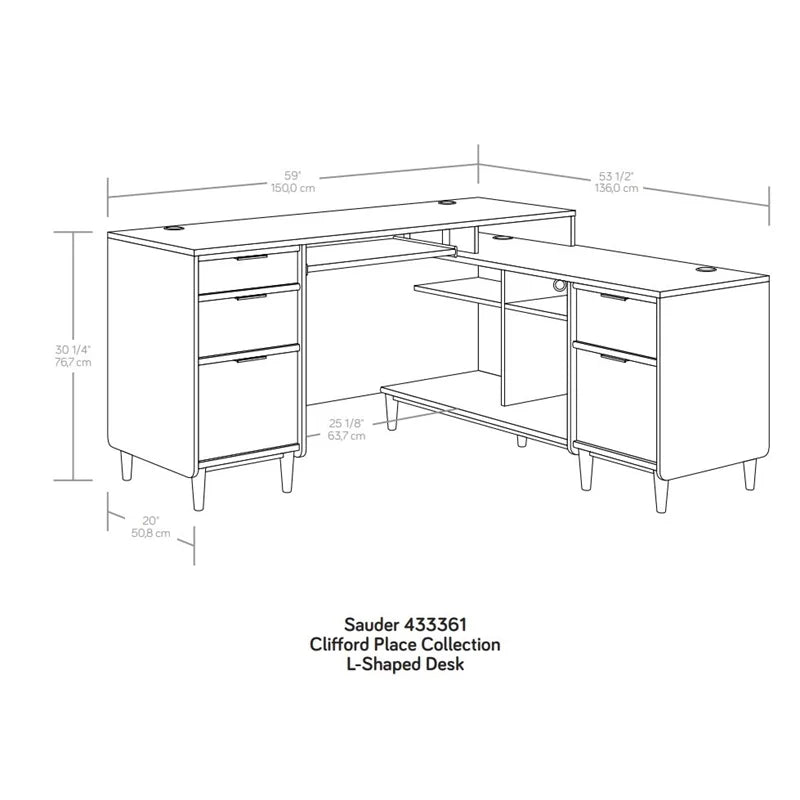 L-Shaped Engineered Wood Desk F713