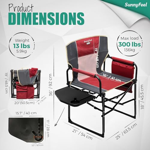 Oversized Portable Folding Camping Chair with Side Table Z59688