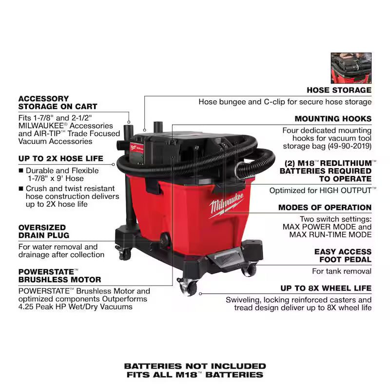 9 Gal. Cordless Wet/Dry Shop Vacuum with Right Angle Tool and Bag U4532