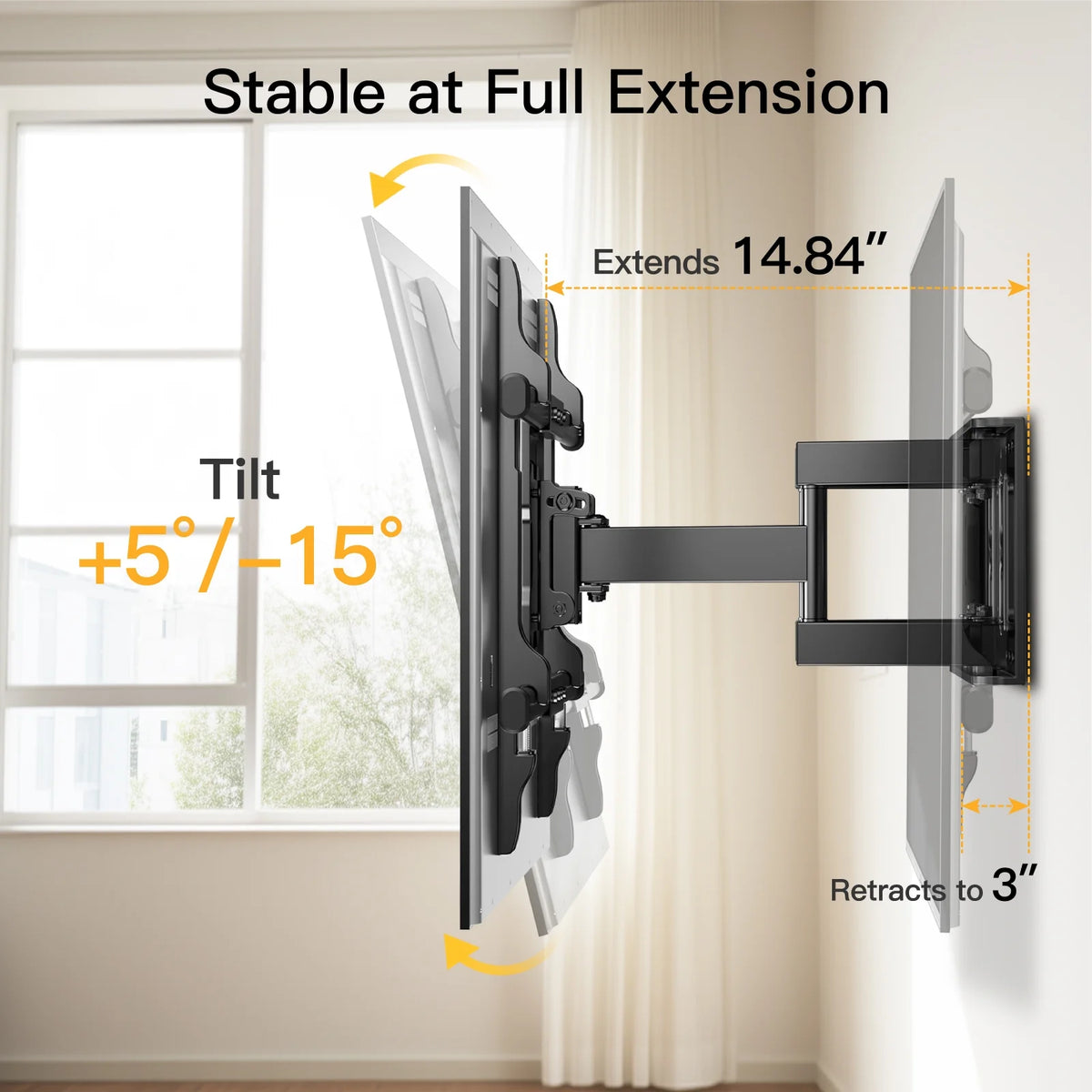 Full Motion TV Wall Mount for 37-75 inch TVs Holds up to 132lbs X568