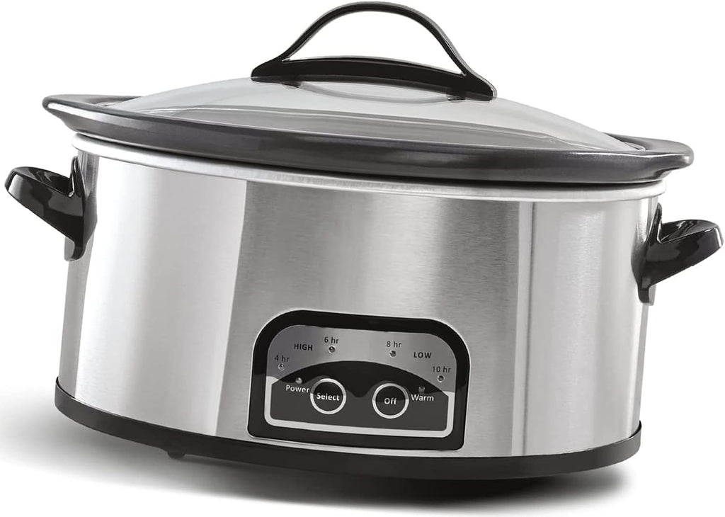 6 Quart Electric Slow Cooker Stainless Steel Y6886