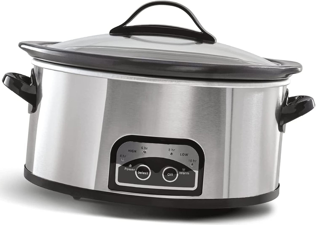 6 Quart Electric Slow Cooker Stainless Steel Y6886