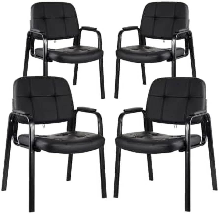 Black Bonded Leather Guest Chair 4 Pack F161