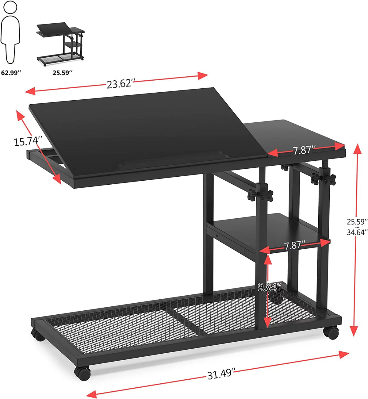 Height Adjustable C Table Brown G59924
