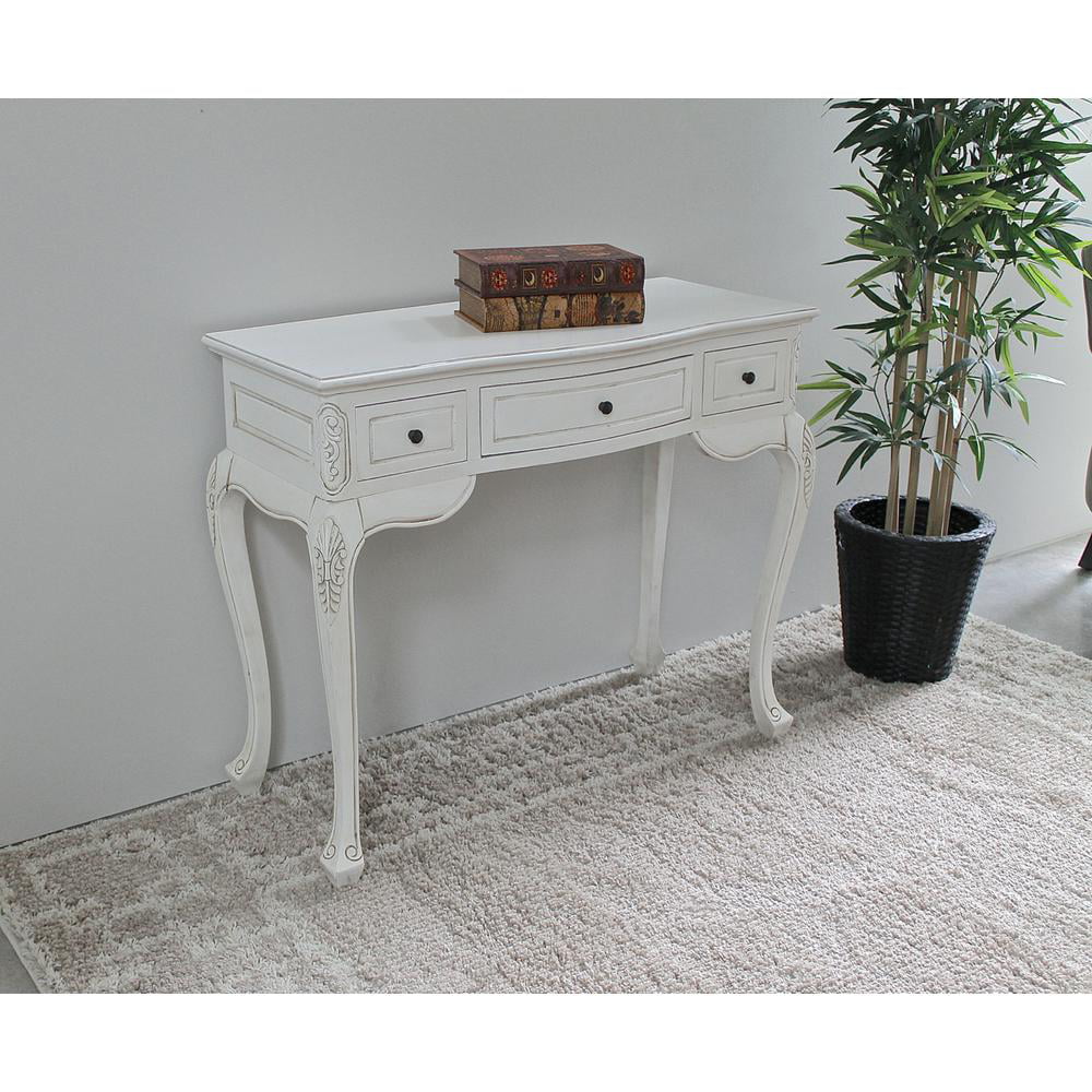 Antique White Hand Carved Writing Desk I1870