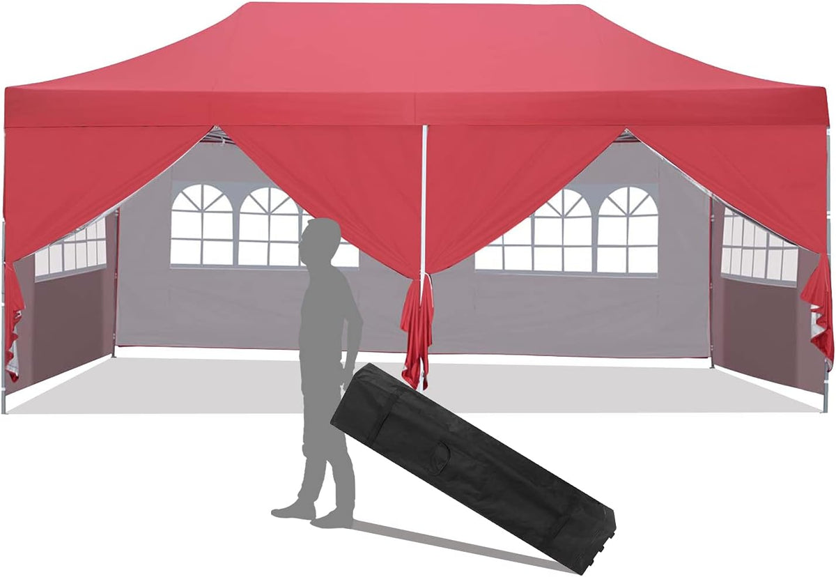 10x20 ft Pop up Canopy Tent with Removable Sidewalls and Wheeled Bag V34853