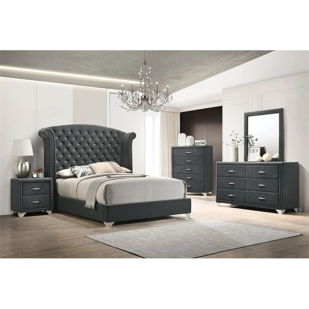4-piece Queen Tufted Upholstered Bedroom Set Grey J738545