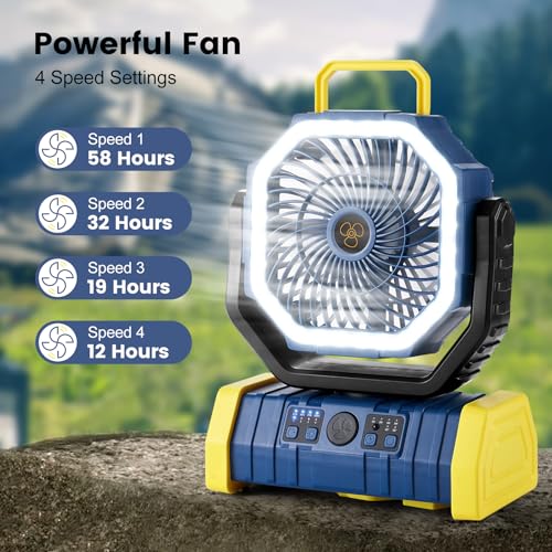 30000mAh Rechargeable Oscillating Camping Fan with LED Lantern C41917