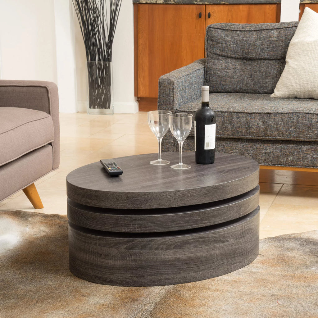 Oval Rotating Wood Coffee Table R451363