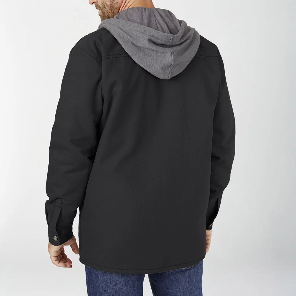 Black Fleece Hooded Duck Shirt Coat A3123
